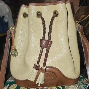 Dooney & Bourke Vintage Tan and Brown Leather Shoulder Bag